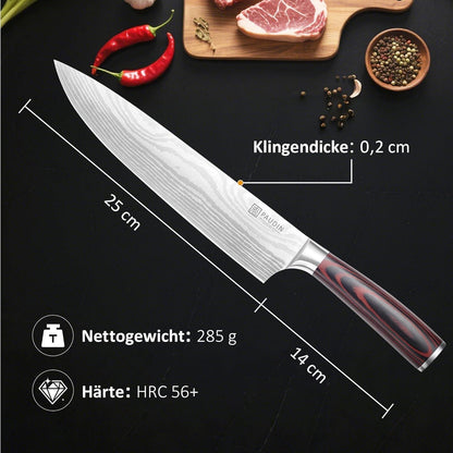 Profi Kochmesser 25 cm Edelstahl mit Pakkaholz Griff
