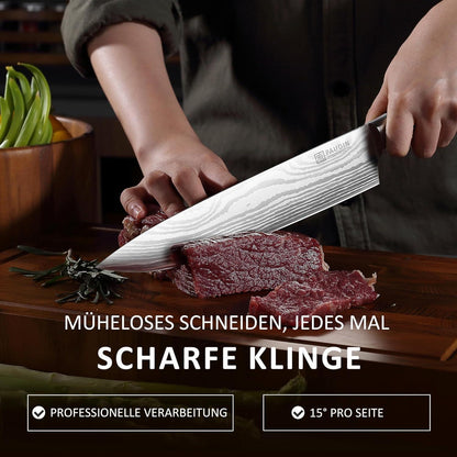 Profi Kochmesser 25 cm Edelstahl mit Pakkaholz Griff
