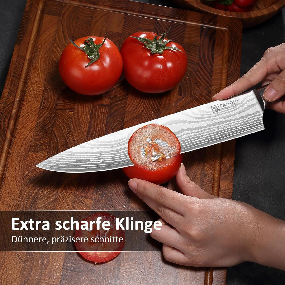 Profi Kochmesser 25 cm Edelstahl mit Pakkaholz Griff