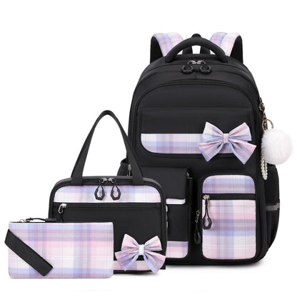 Schulrucksack Mädchen Set 3-tlg. – Schwarz, 3. bis 5. Klasse