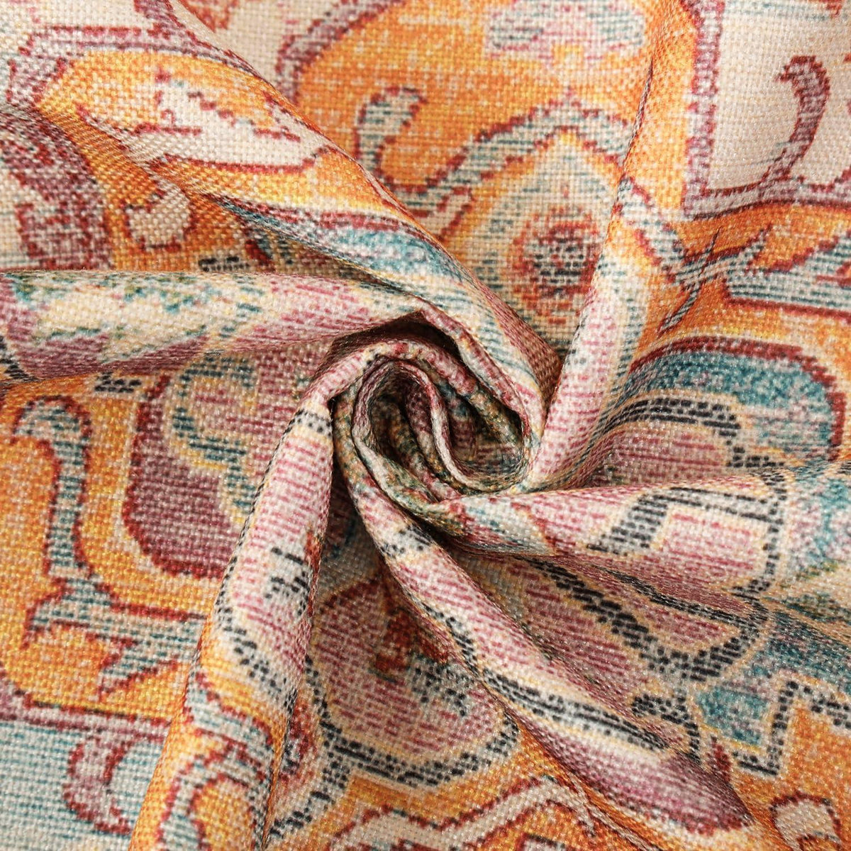 2 Boho Kissenbezüge Orange 45x45 cm - Blumenmuster & Vintage Stil