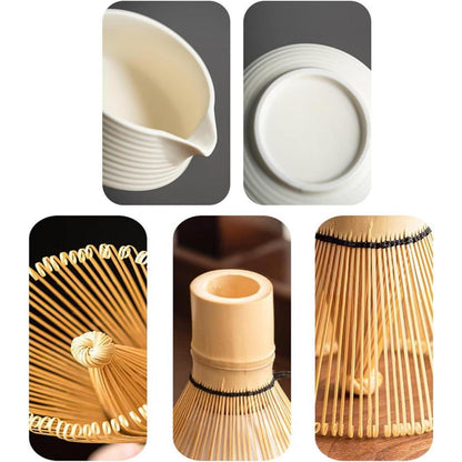 Matcha Tee Set 6-teilig Beige Weiß – Starter Set für Japanische Teezeremonie
