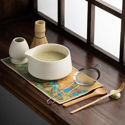 Matcha Tee Set 6-teilig Beige Weiß – Starter Set für Japanische Teezeremonie