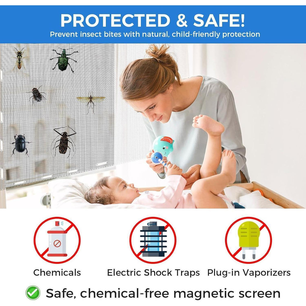 Fliegengitter Fenster mit Magneten – Zuschneidbar & Waschbar
