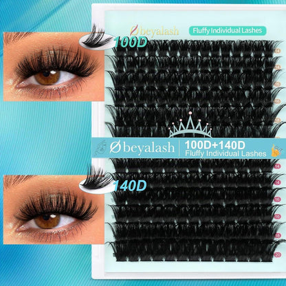 Wimpern-Cluster D Curl 100D+140D – Volle, Flauschige Wimpern