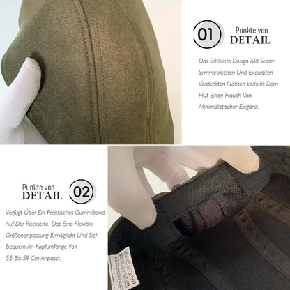 Schiebermütze Herren – Vintage Flat Cap Armeegrün in Lederoptik