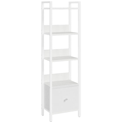 Standregal mit Schublade – Weißes Bücherregal 5 Ebenen