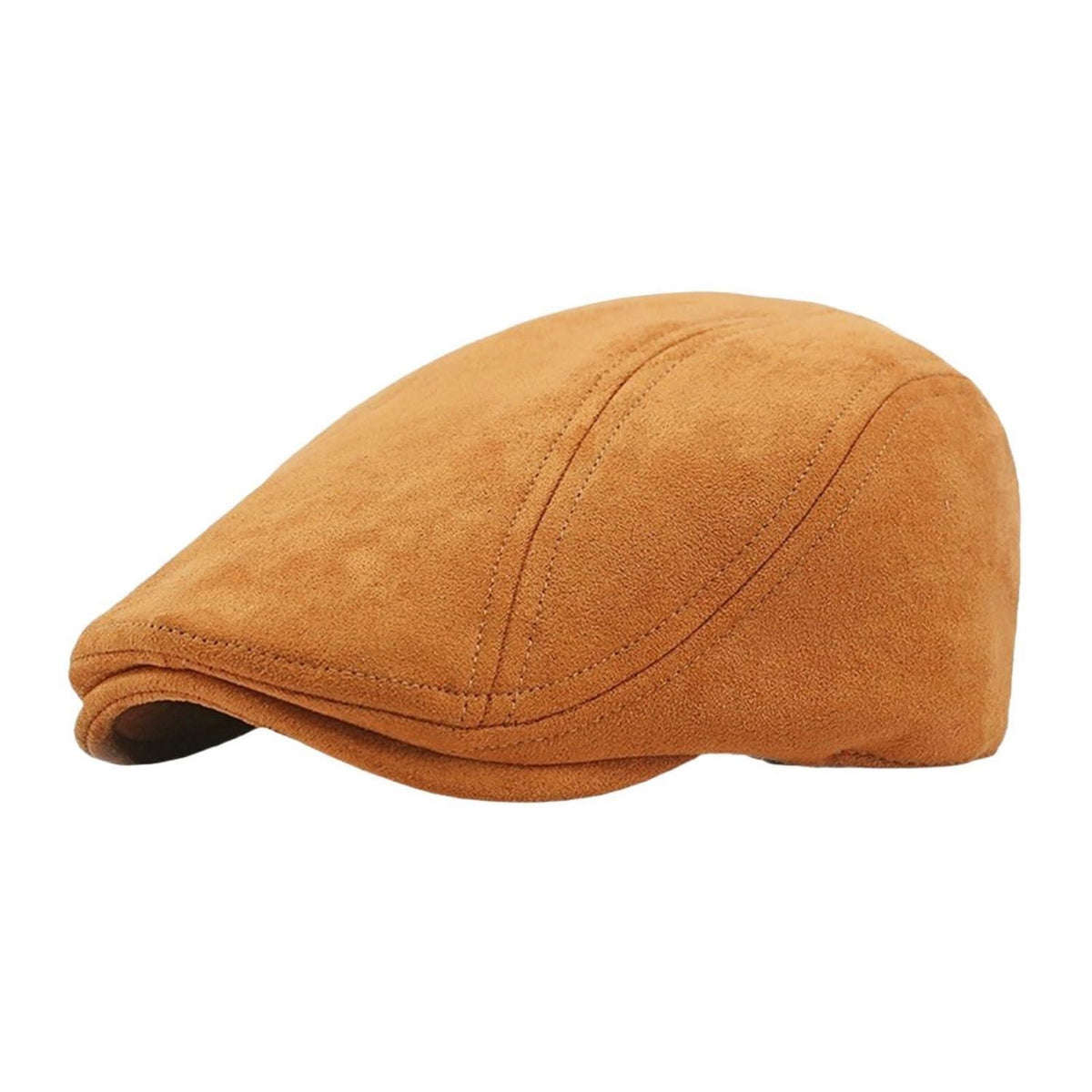 Schiebermütze Herren – Vintage Flat Cap Camel in Lederoptik