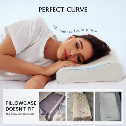 Seidenkissenbezug für Kontur-Memory-Foam-Kissen, 19 Momme, Weiß