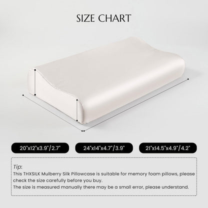 Seidenkissenbezug für Kontur-Memory-Foam-Kissen, 19 Momme, Weiß