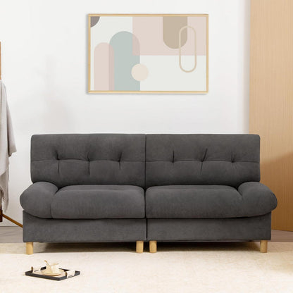 Wolkensofa Grau, 2-Sitzer mit Teddy-Samt & Seitentaschen