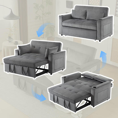 Klappbares Schlafsofa mit Getränkehaltern & Stauraum, Grau