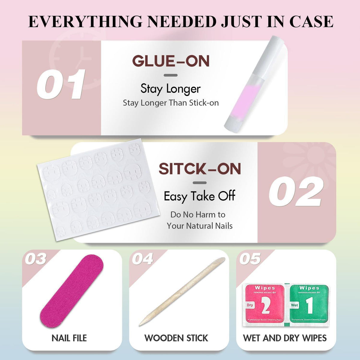 Kurze Press On Nails Rosa – Klebe Nägel Set für Damen & Mädchen
