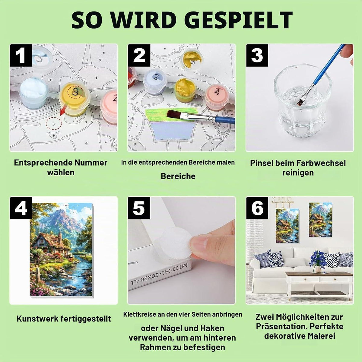 Malen nach Zahlen Landschaft mit Rahmen für Erwachsene