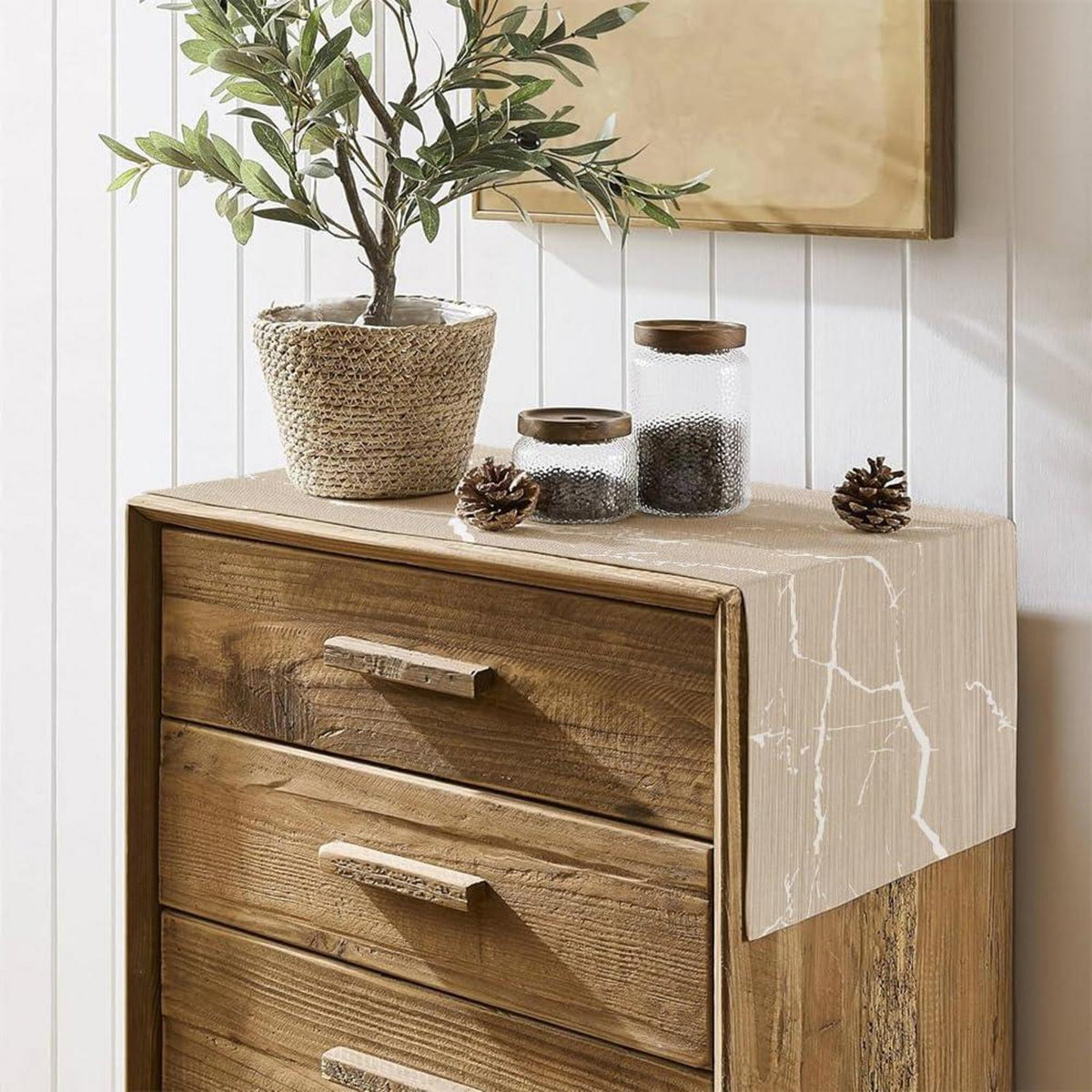 Moderner Tischläufer 40x200 cm Beige Creme Gold Marmor Optik