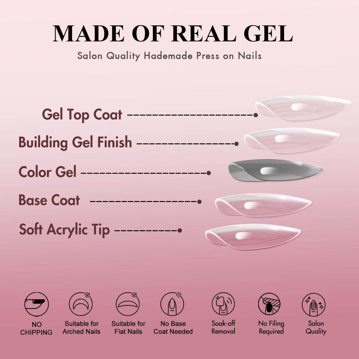 Soft Gel Press on Nails Mandel – Dunkelbraun