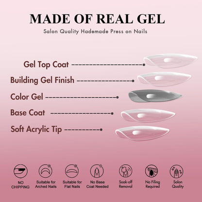 Soft Gel Press on Nails Mandel – Dunkelbraun