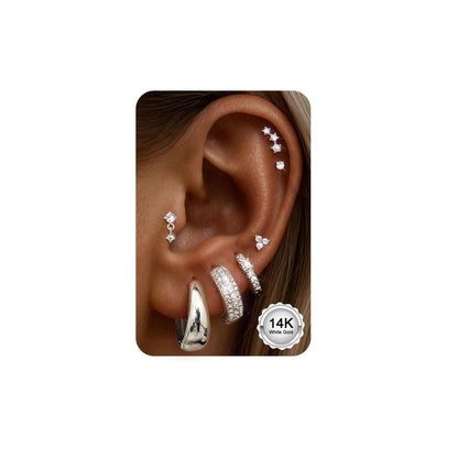 7 Paar Creolen Ohrringe Damen – Helix Piercing Set Gold Silber