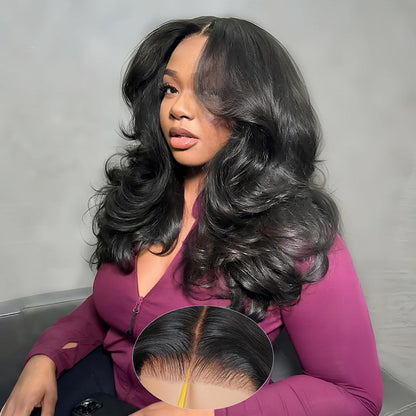 Echthaar Perücke mit Pony – Loose Body Wave, 22 Zoll