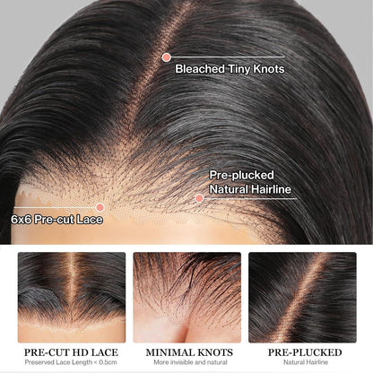 Echthaar Perücke mit Pony – Loose Body Wave, 22 Zoll