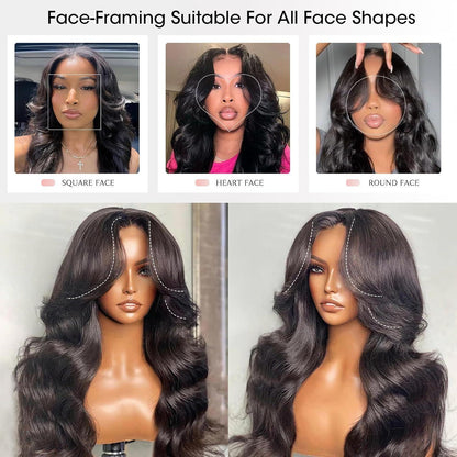 Echthaar Perücke mit Pony – Loose Body Wave, 22 Zoll