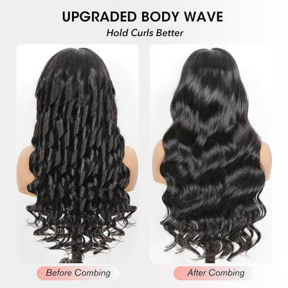 Echthaar Perücke mit Pony – Loose Body Wave, 22 Zoll