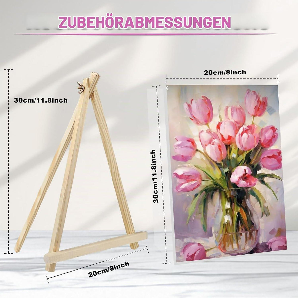 Malen nach Zahlen Rosa Blumen mit Rahmen für Erwachsene