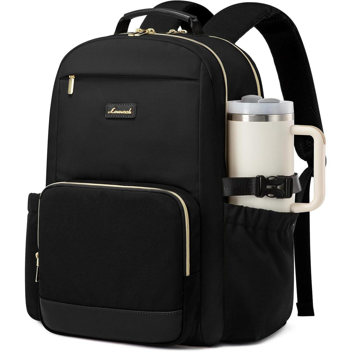 Damen Rucksack 17,3 Zoll Laptop Schulrucksack für Uni & Reise Schwarz