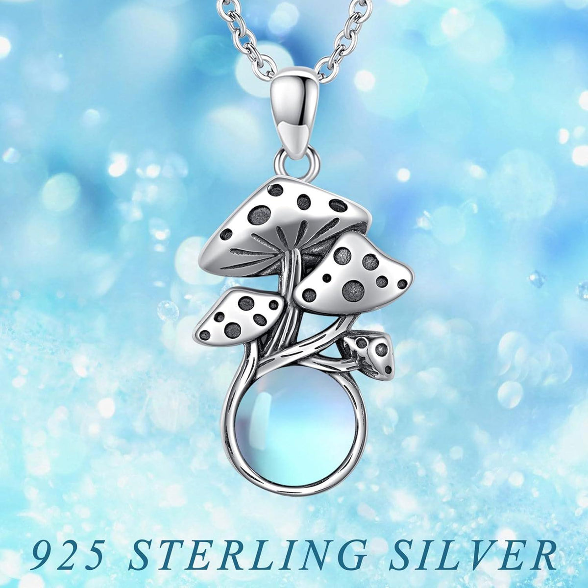 925 Sterling Silber Tier Halskette mit Mondstein Anhänger