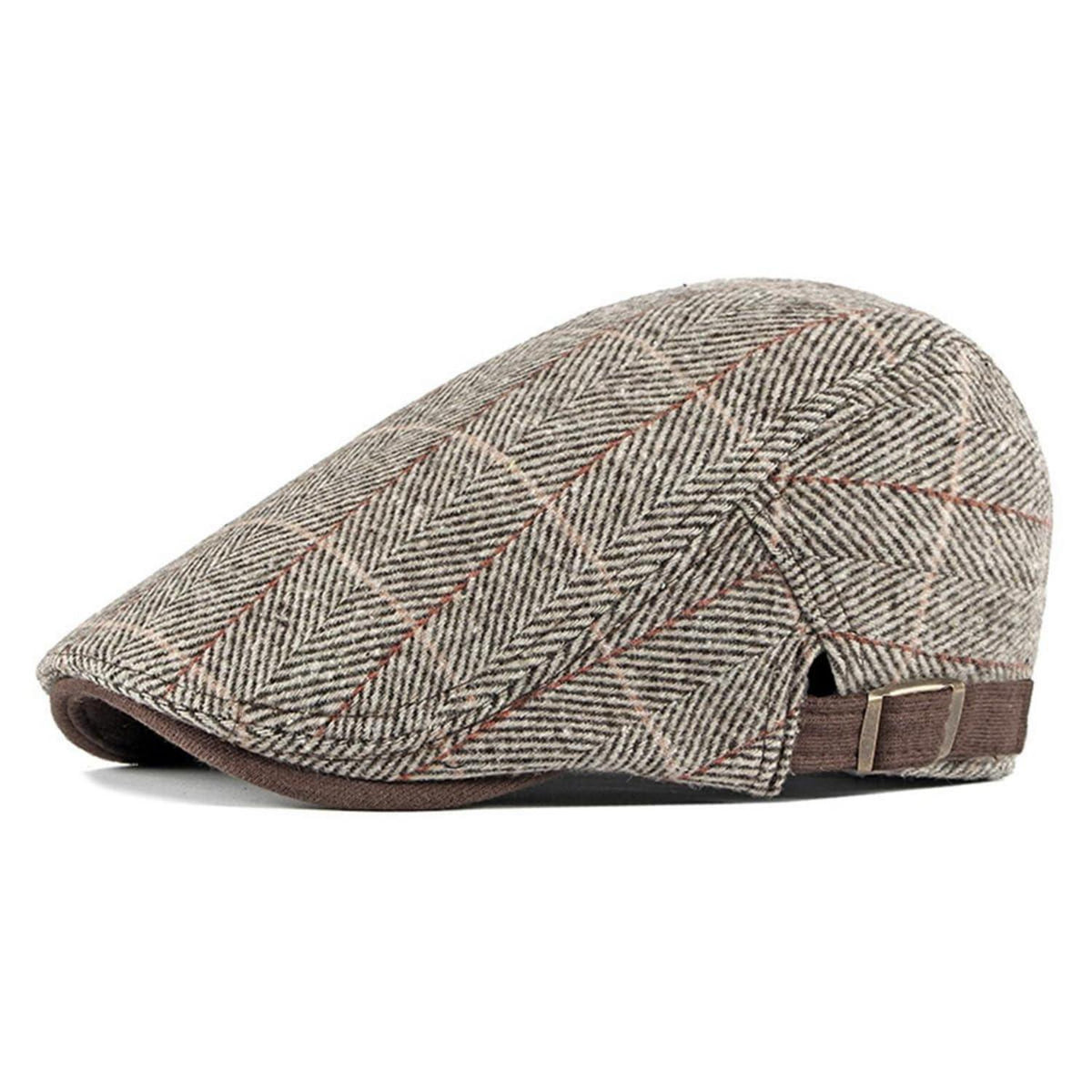 Tweed Schiebermütze Herren Vintage Flatcap Verstellbar