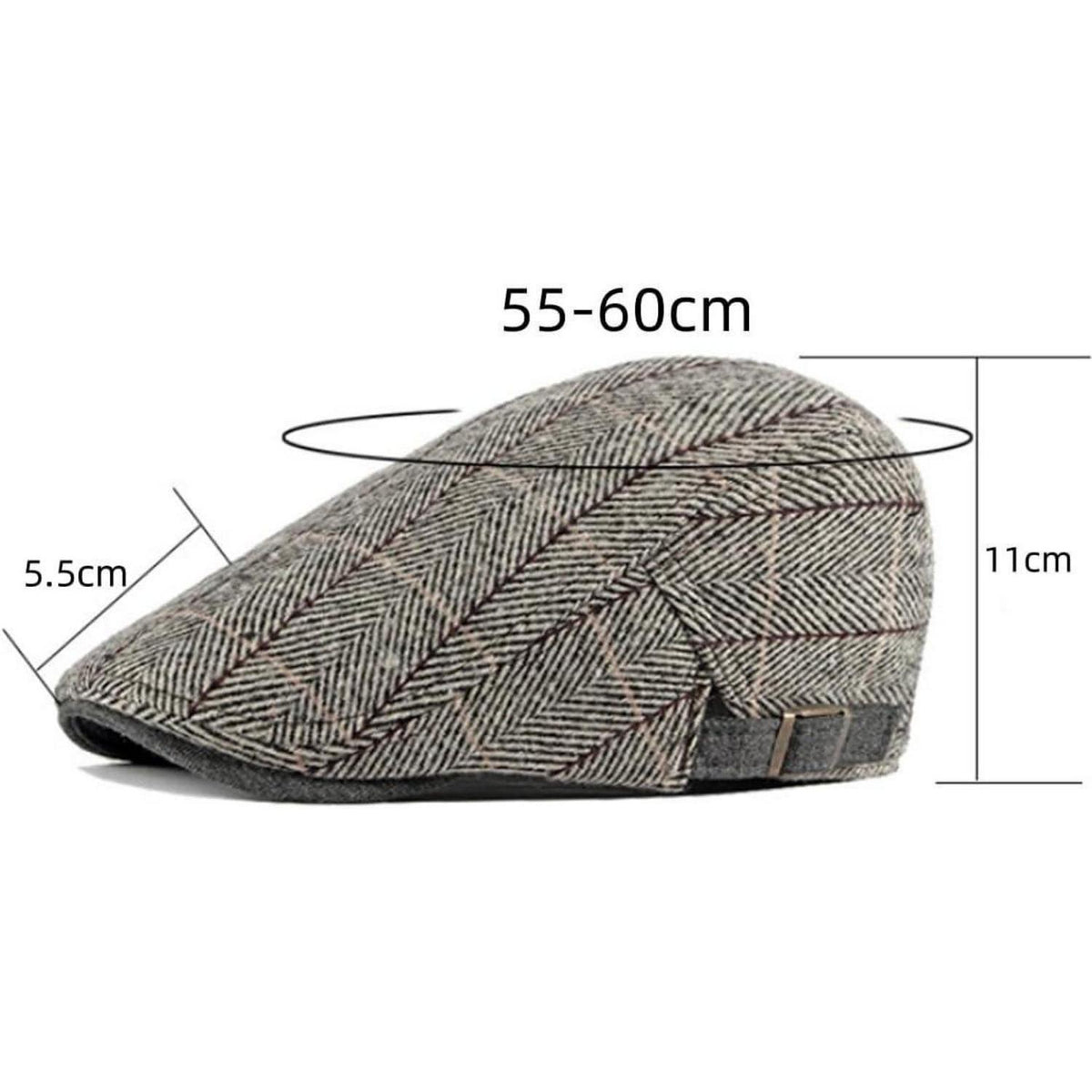 Tweed Schiebermütze Herren Vintage Flatcap Verstellbar