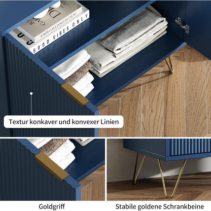 Blauer Küchenschrank mit 2 Türen & Ablagen – 80x40x78cm
