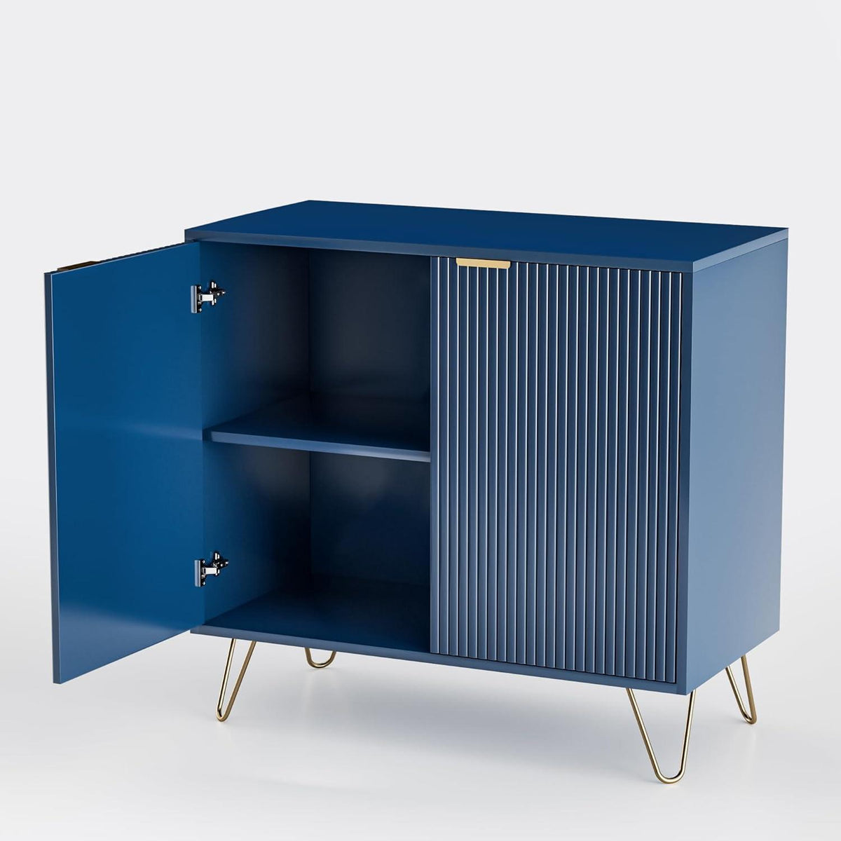 Blauer Küchenschrank mit 2 Türen & Ablagen – 80x40x78cm