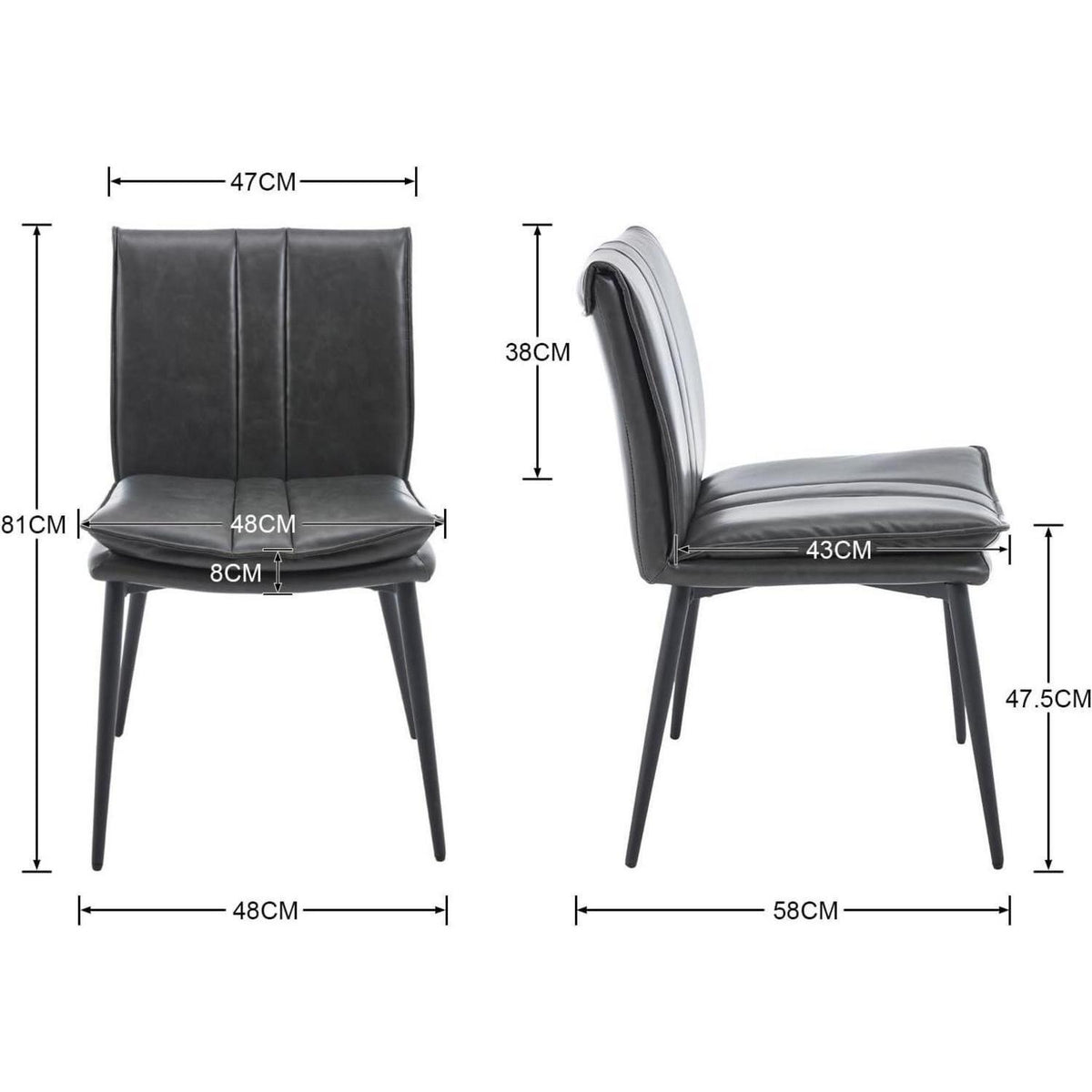 Ya-Home Esszimmerstühle 2er Set Grau – & Metall in Lederoptik