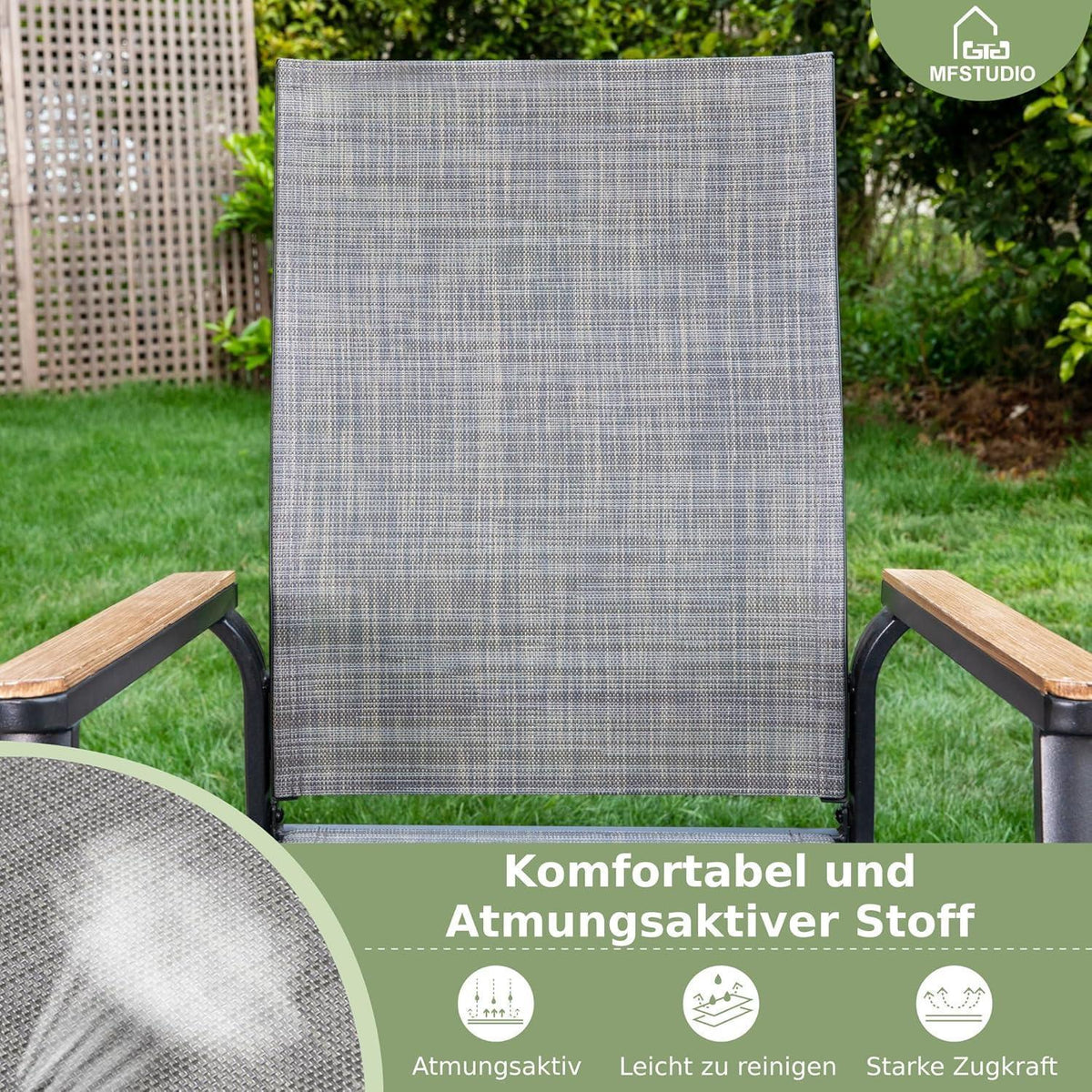 Gartenmöbel Set mit Metalltisch und stapelbaren Stühlen