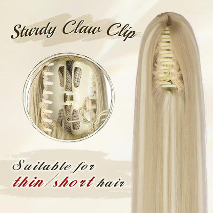Langer Pferdeschwanz mit Clip & Band – Schmutziges Blond 63cm
