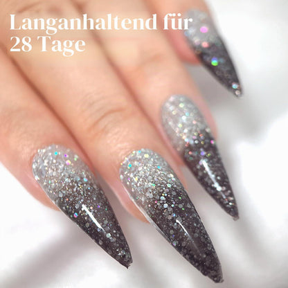 Farbwechsel Gel Nagellack Set Schwarz Weiß Glitzer Thermo