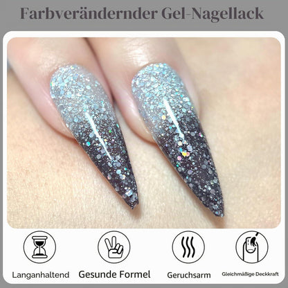 Farbwechsel Gel Nagellack Set Schwarz Weiß Glitzer Thermo