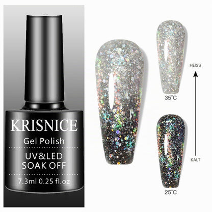 Farbwechsel Gel Nagellack Set Schwarz Weiß Glitzer Thermo