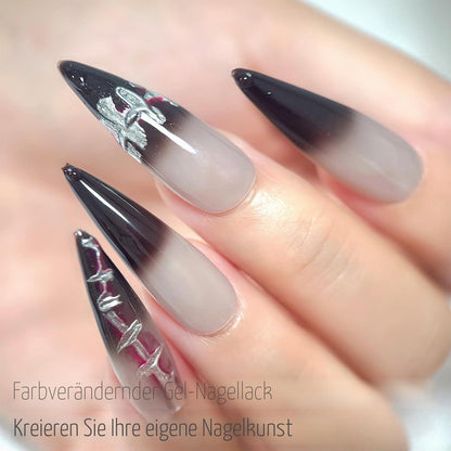 Farbwechsel Gel Nagellack Set Schwarz Weiß Glitzer Thermo
