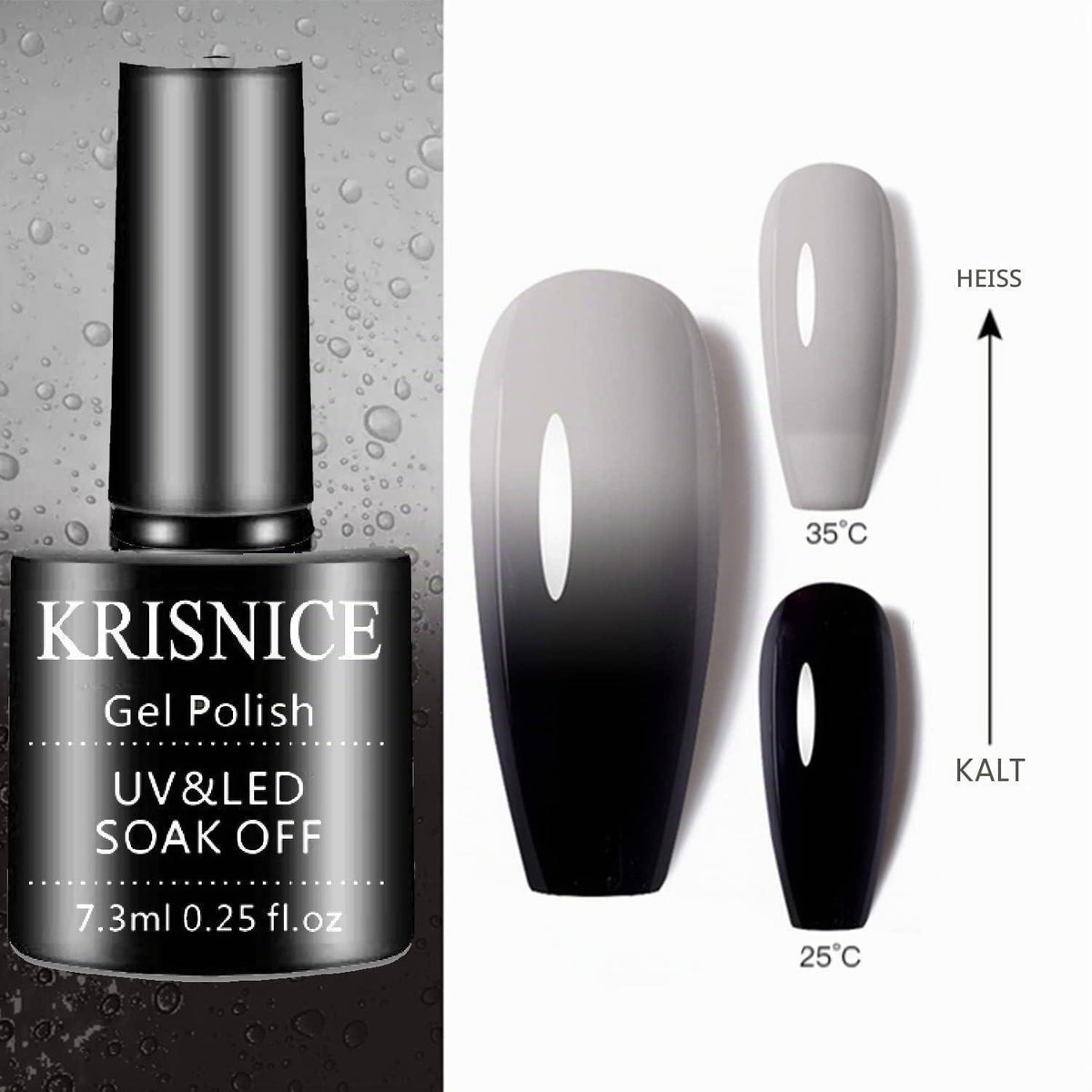 Farbwechsel Gel Nagellack Set Schwarz Weiß Glitzer Thermo