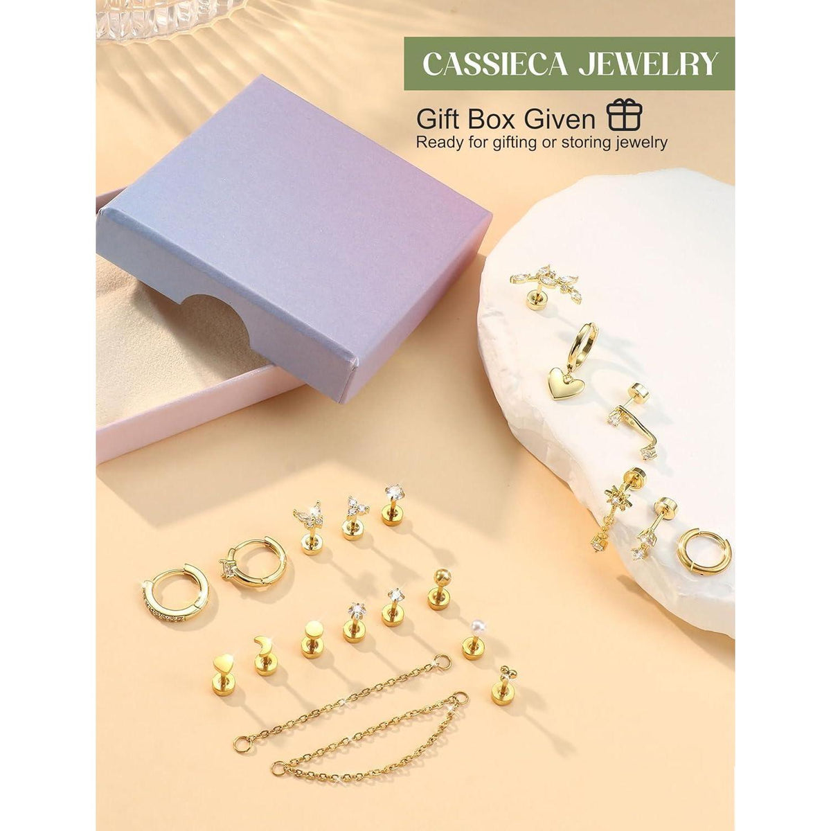 Helix Piercing Set 21tlg. Chirurgenstahl Ohrringe Damen