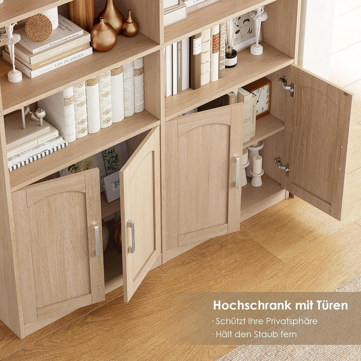 Bücherregal mit Türen & Fächern | Eiche | 185,5 cm hoch