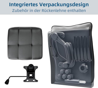 Ergonomischer Bürostuhl Schwarz | Wippfunktion | 150 kg Belastbarkeit