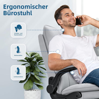 Ergonomischer Bürostuhl mit Wippfunktion und Armlehne, 150 kg