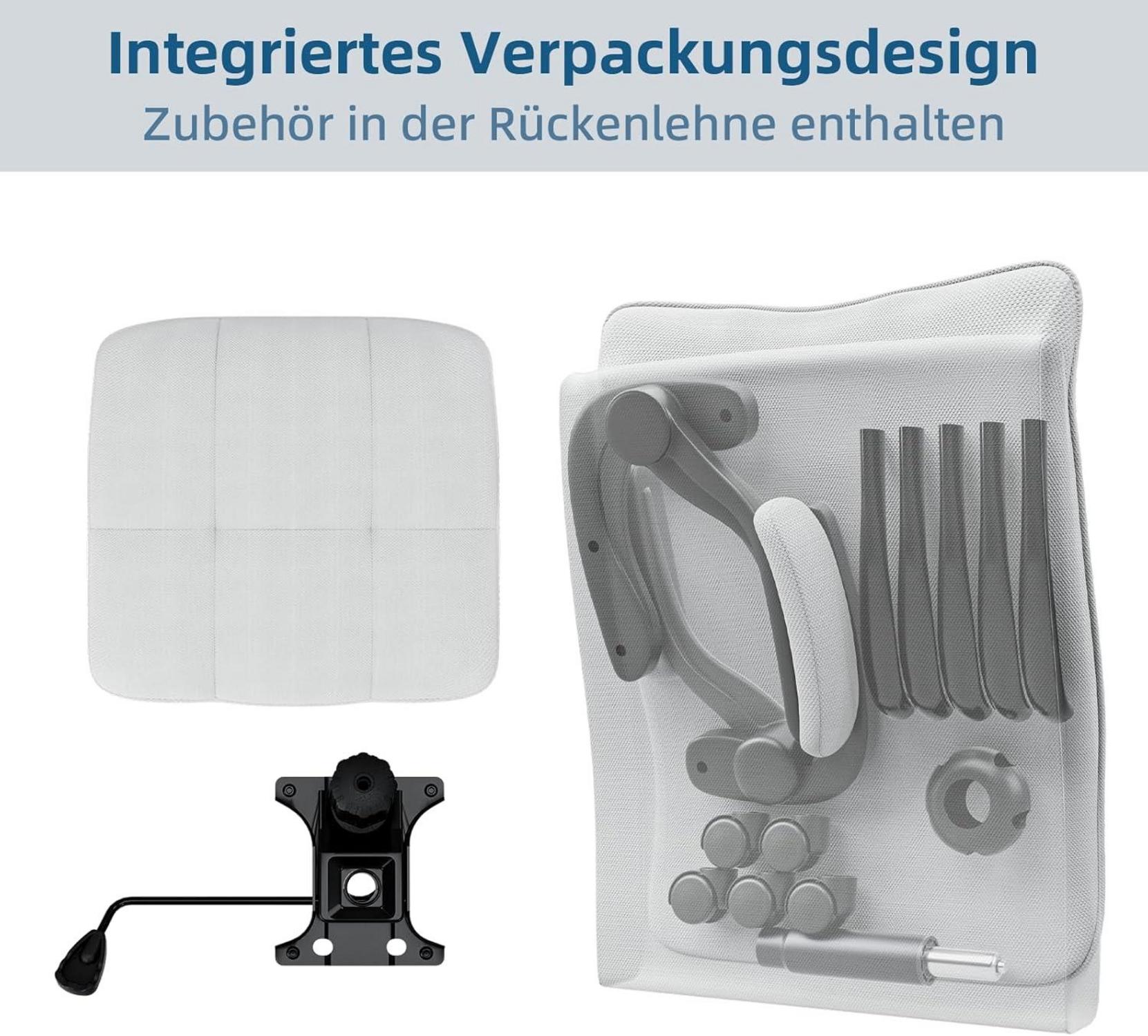 Bürostuhl Ergonomisch Hohe Rückenlehne Wippfunktion 150 kg Grau