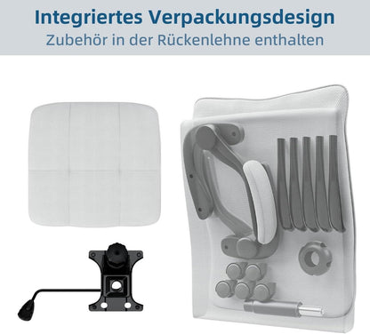 Bürostuhl Ergonomisch Hohe Rückenlehne Wippfunktion 150 kg Grau