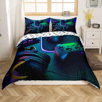 Gamer Kinder Bettwäsche Set 135x200 Schwarz Grün Gaming