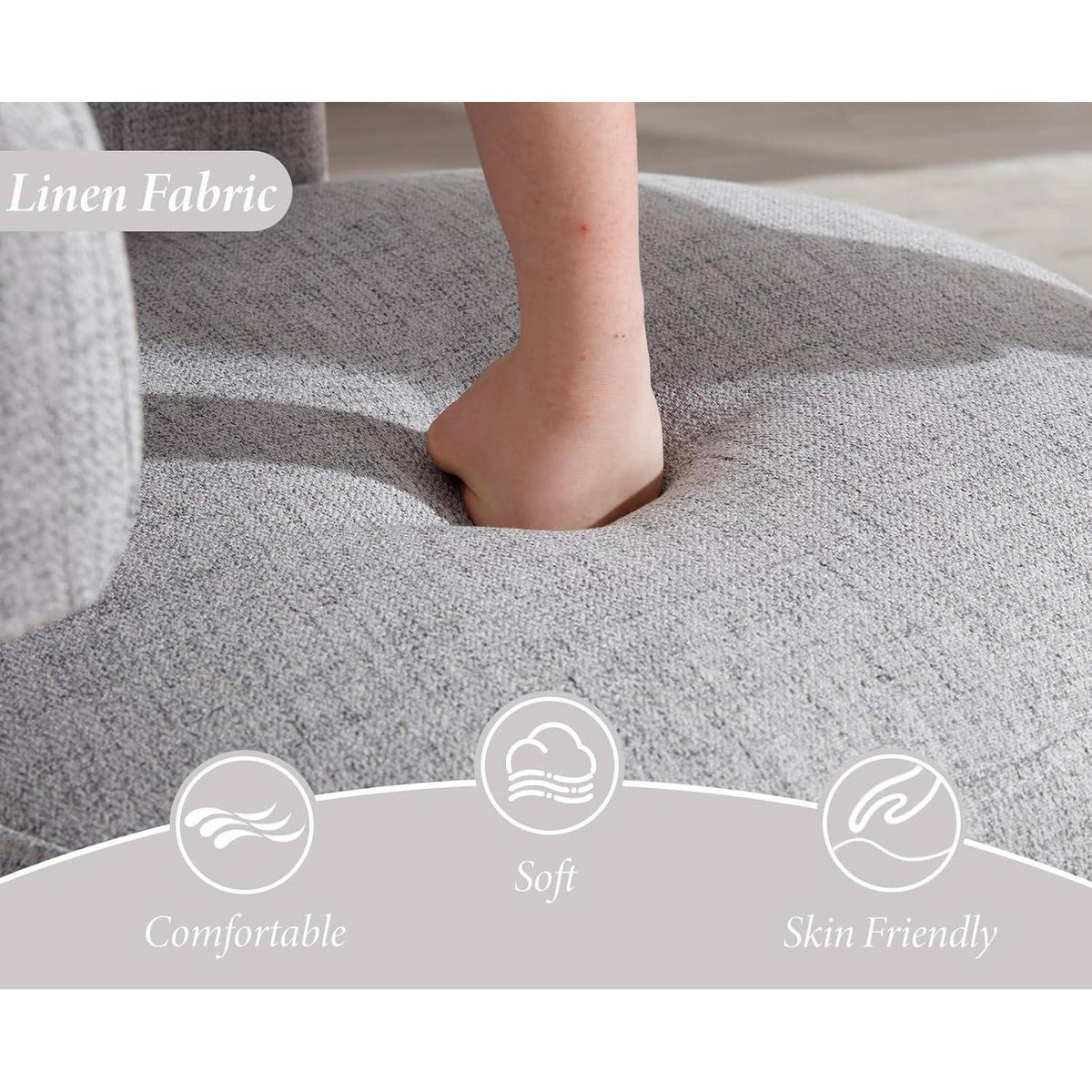 Leinen Loungesessel Grau – Bequemer Relaxsessel mit Holzrahmen