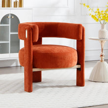 Chenille Loungesessel Orange – Bequemer Sessel mit Holzrahmen